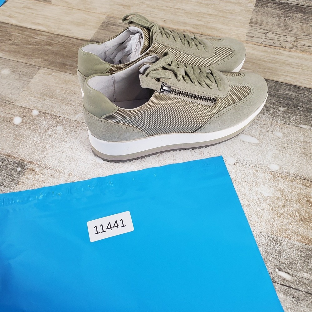 Johnston & Murphy Gracie Womens Shoes Sz 6.5 M Sage Suede Side Zip Sneakers - Picture 10 of 10